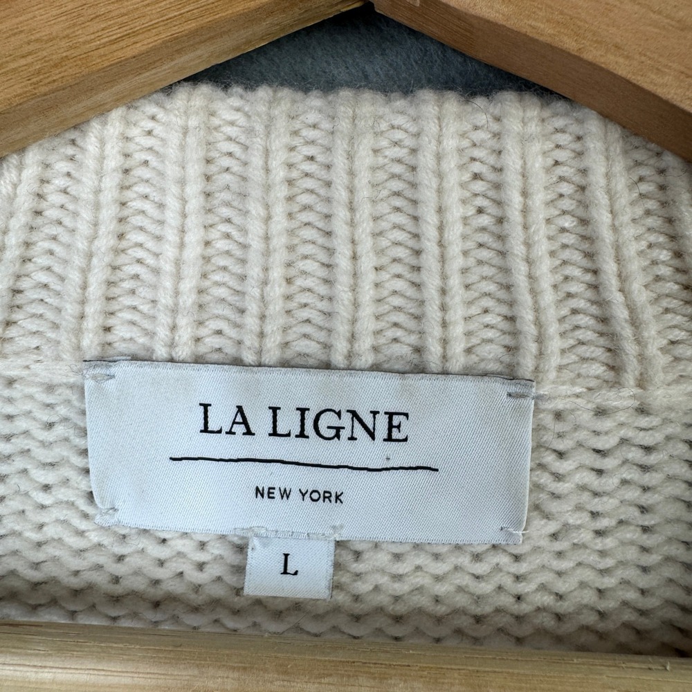 La Ligne Marin Sweater Cream Navy Striped Wool Cashmere Knit Large Long Sleeve - Picture 3 of 6